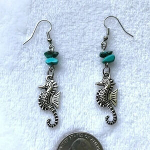 3 for $25/  Seahorse Beach Turquoise Ocean Earrings NWT